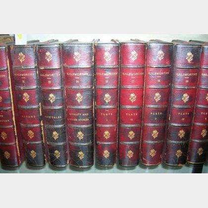 Group of Approximately Thirty-one Leather-Bound Volumes