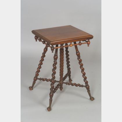 Merklen Brothers Attributed Victorian Cherry Twist-turned Splayed-leg Occasional Table with Cast Metal Talon an... 