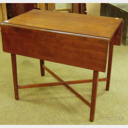 Chippendale Cherry Drop-leaf Pembroke Table with Cross-stretchers. 