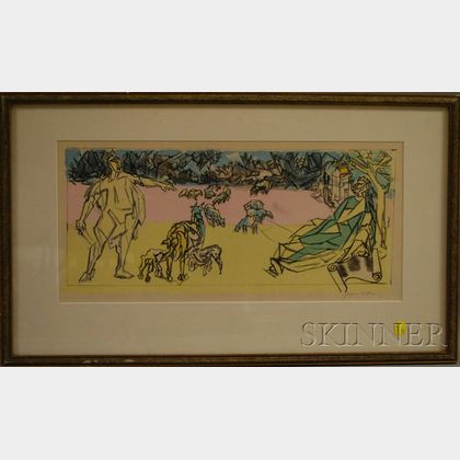 Jacques Villon (French, 1875-1963) Two Men and Cattle.