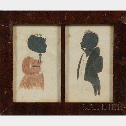 Framed Pair of Double Silhouette Portraits of a Man and a Woman