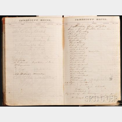 Jamestown, New York. Hotel Register, Jamestown House (1862-1864)