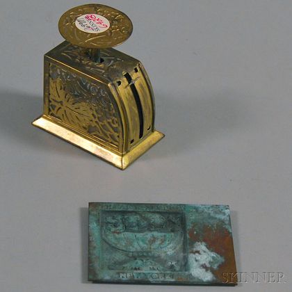 Tiffany Studios Postage Scale and Small Metal Plaque