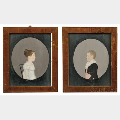 Pair of Portraits of Young Man and Girl, the Children of General William Ross