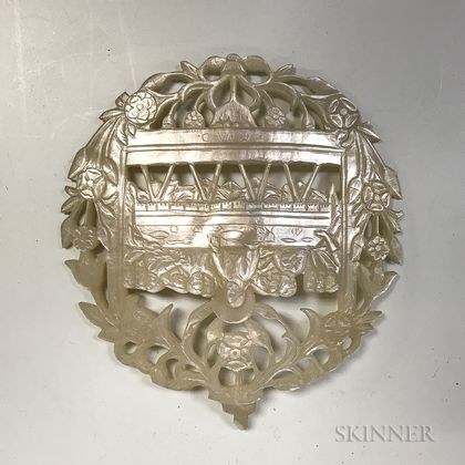 Carved Mother-of-pearl Plaque. Estimate $100-150