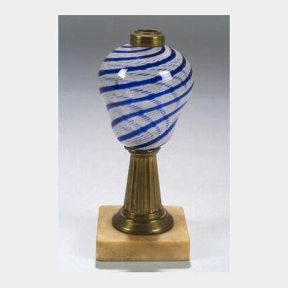 Free-blown Striped (Latticinio) Glass Fluid Lamp