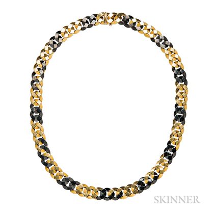 18kt Gold and Blackened Steel Necklace, Bulgari