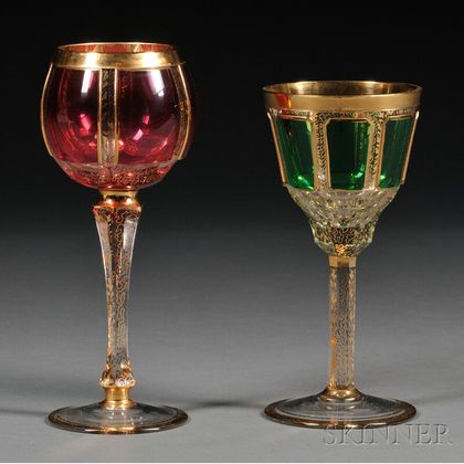 Two Sets of Bohemian Glass Stemware