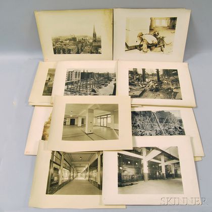 Eighteen Silver Print Photographs Documenting the Construction of the Park Street Building