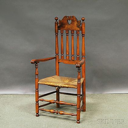 Carved Maple Banister-back Armchair