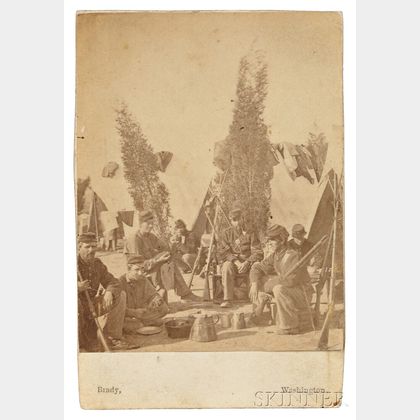 Attributed to Mathew B. Brady (American, 1822-1896) Soldiers in a Civil War Encampment