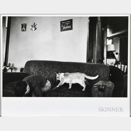 Walker Evans (American, 1903-1975) Boy and Cat on Couch, Made for the Fortune Magazine Article People and Places in Trouble (Publish 