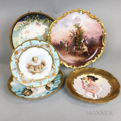 Five Hand-painted Porcelain Dishes