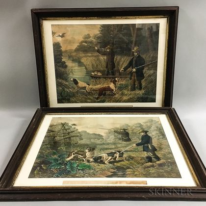 Four Framed German American Hunting Scenes Lithographs