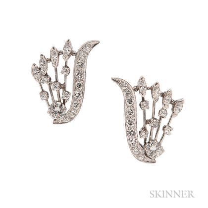 14kt White Gold and Diamond Earclips