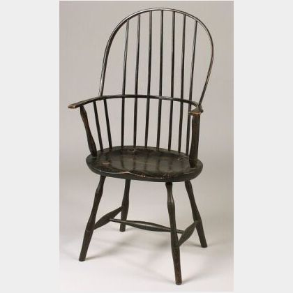 Black Painted Windsor Bow-back Armchair. 