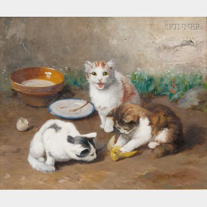 Alfred Arthur Brunel de Neuville (French, 1851-1941) Playful Kittens
