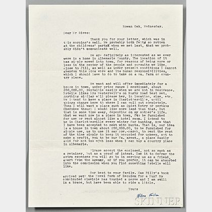 Faulkner, William (1897-1962) Typed Letter Signed, 23 April 1957.