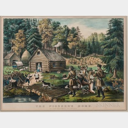 Currier & Ives Lithograph The Pioneer's Home, on the Western Frontier 