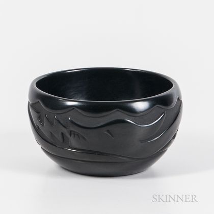 Contemporary Southwest Blackware Pottery Bowl