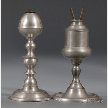 Two Pewter Table Lamps