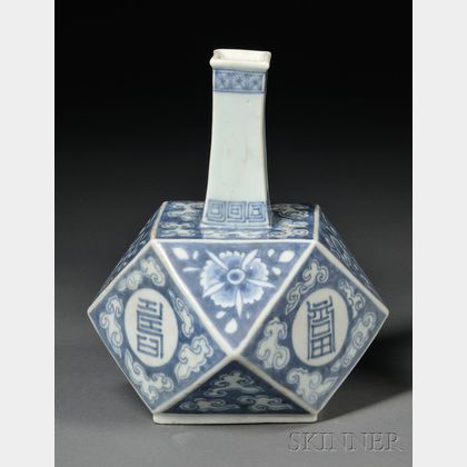 Blue and White Wine Bottle