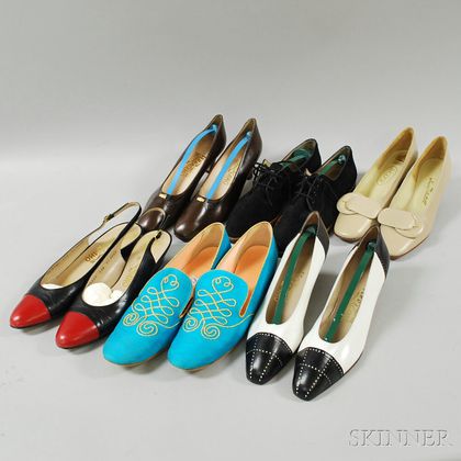 Thirty-two Pairs of Mostly Salvatore Ferragamo Lady's Shoes