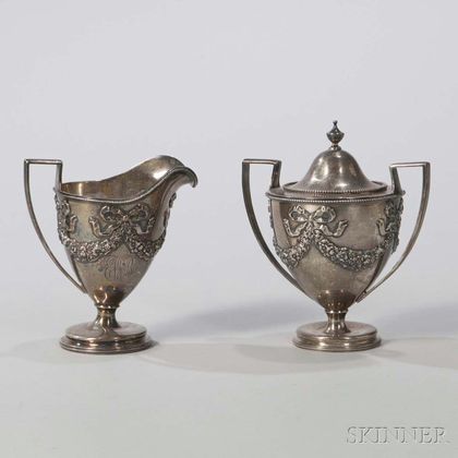 George Shiebler Sterling Silver Creamer and Covered Sugar