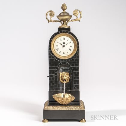 Brass and Painted Metal Automaton Mantel Clock