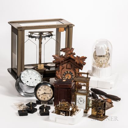 Collection of Clocks and an Analytical Balance Scale