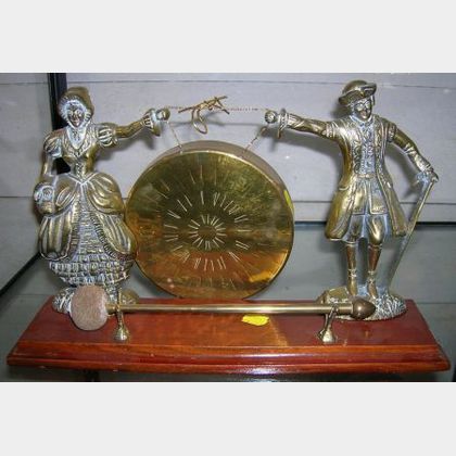 Decorative Brass and Oak Figural Dinner Gong