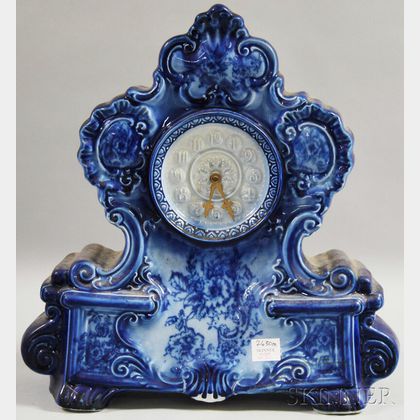 Flow Blue Ceramic Mantel Clock