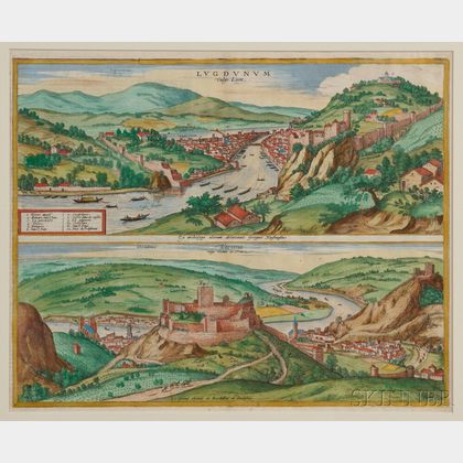 Lyons and Vienne, France, Views. Georg Hoefnagel (1542-1601) After the Master of the Fabriczy Drawings.