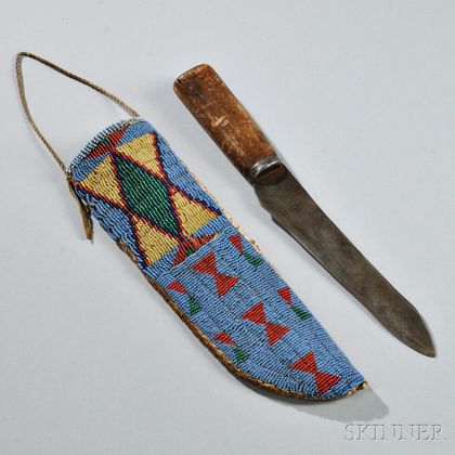 Lakota Beaded Hide Knife Sheath