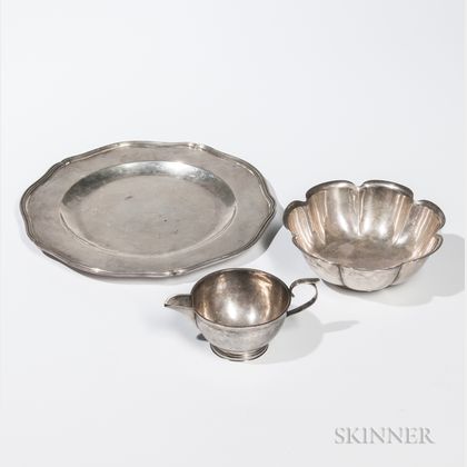 Three Pieces of Arts and Crafts Sterling Silver Tableware