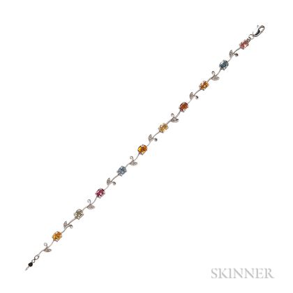 14kt White Gold and Colored Sapphire Bracelet