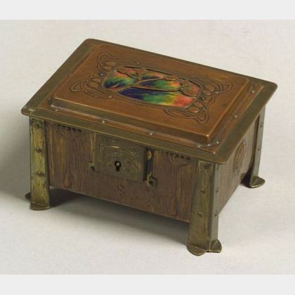 Arts & Crafts Copper, Brass, and Enamel Box