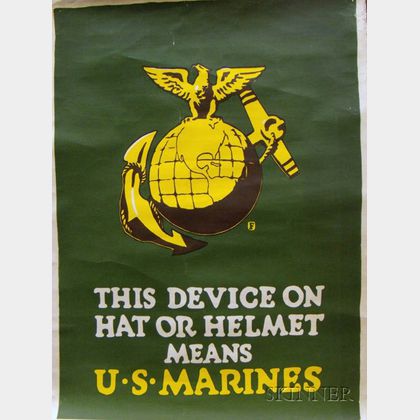 WWI "This Device on Hat or Helmet Means U.S. Marines," Recruiting Poster
