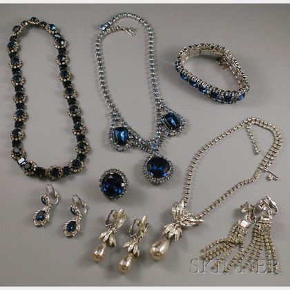 Small Group of Rhinestone and Paste Costume Jewelry