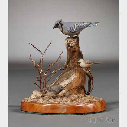 Miniature Carved and Painted Bird Group