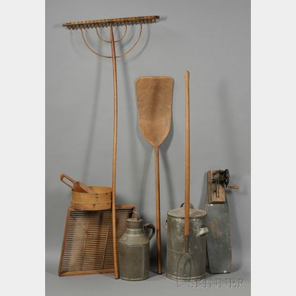 Nine Shaker Farm and Household Implements