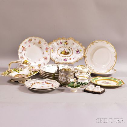 Approximately Twenty-three Pieces of Continental Porcelain. Estimate $150-250