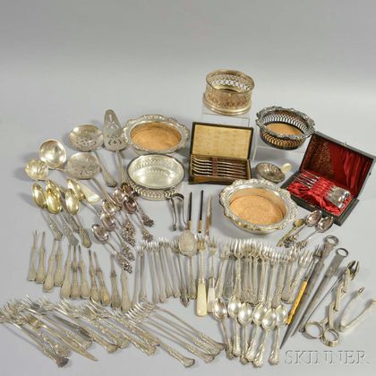 Group of Gold Leaf and Silver-plated Tableware