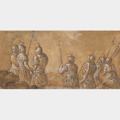Italian School, 17th Century Seven Soldiers with Lances