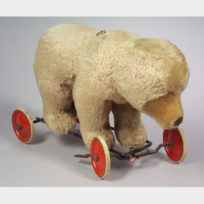 Large Mohair Bear on Wheels