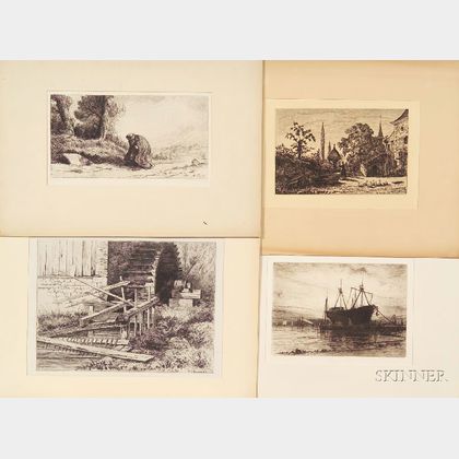 Lot of Eight 19th Century Prints: Including Works By or After Samuel Colman (American, 1832-1920),... 