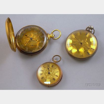 Three Etched-dial Key-wind Pocket Watches
