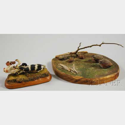 Two Miniature Carved and Painted Figural Groups