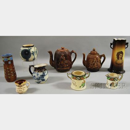 Nine Pieces of Mostly English Pottery