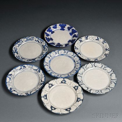 Seven Dedham Pottery Plates 